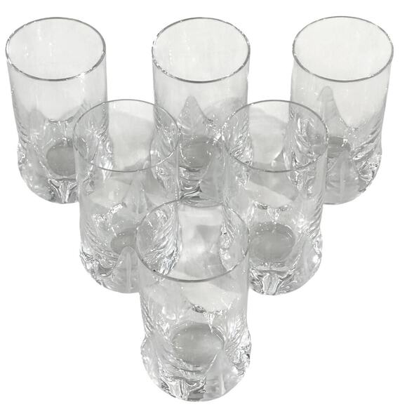 Heavy Crystal Elegant Embellished Frosted 3D Leaf Base Highball Glasses-Set of 6 - Picture 1 of 6